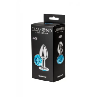 Пробка "Diamond"  S серебряная с голубым стразом Интим Хаус