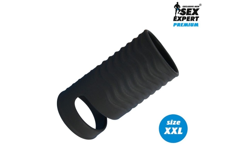 Ребристая насадка для удовольствия "SexExpert" XXL - Фотография №2