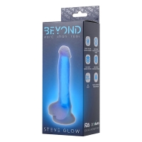 Фаллоимитатор "Beyond" голубой неоновый на присоске с мошонкой Интим Хаус